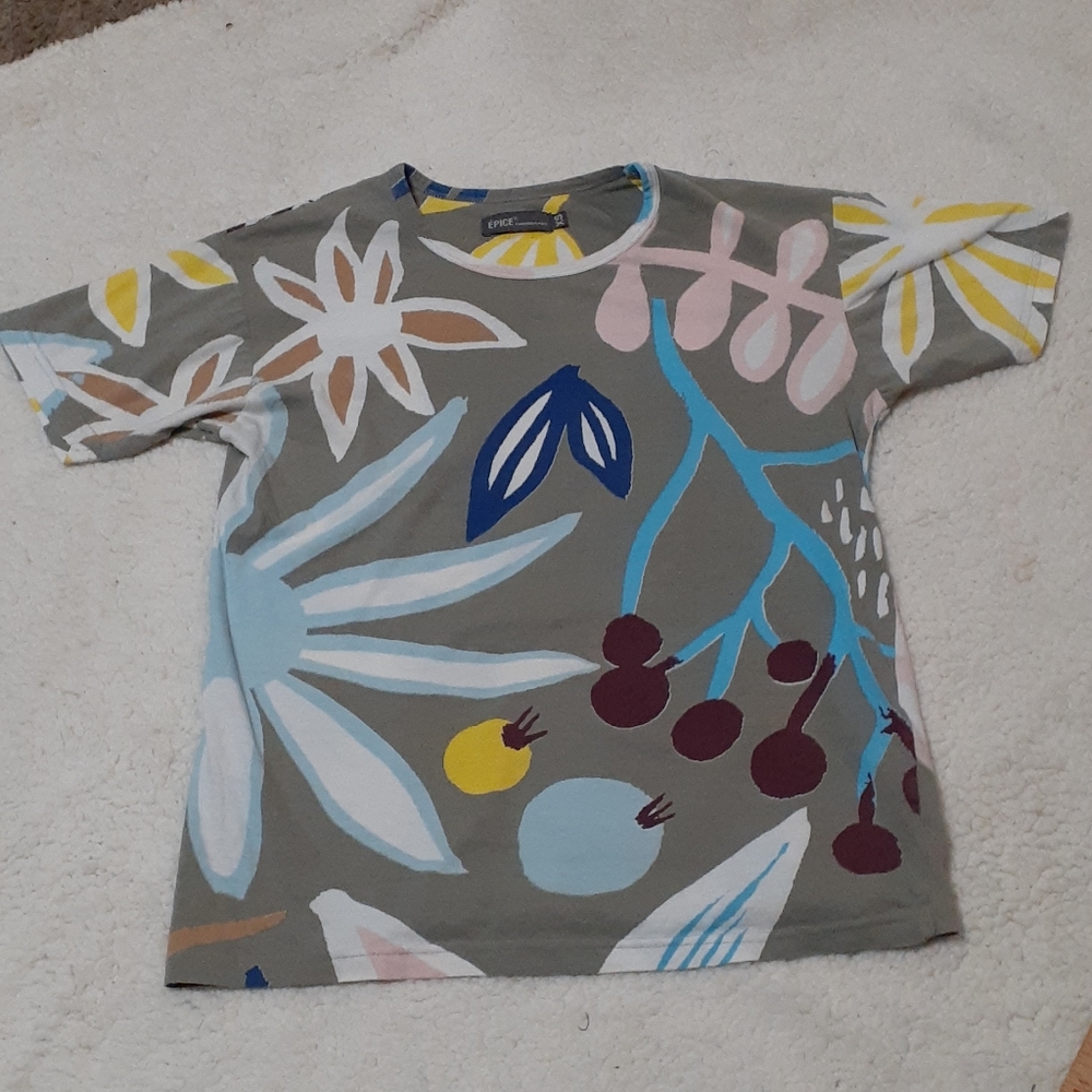 Epice flowered designer short sleeve cotton top